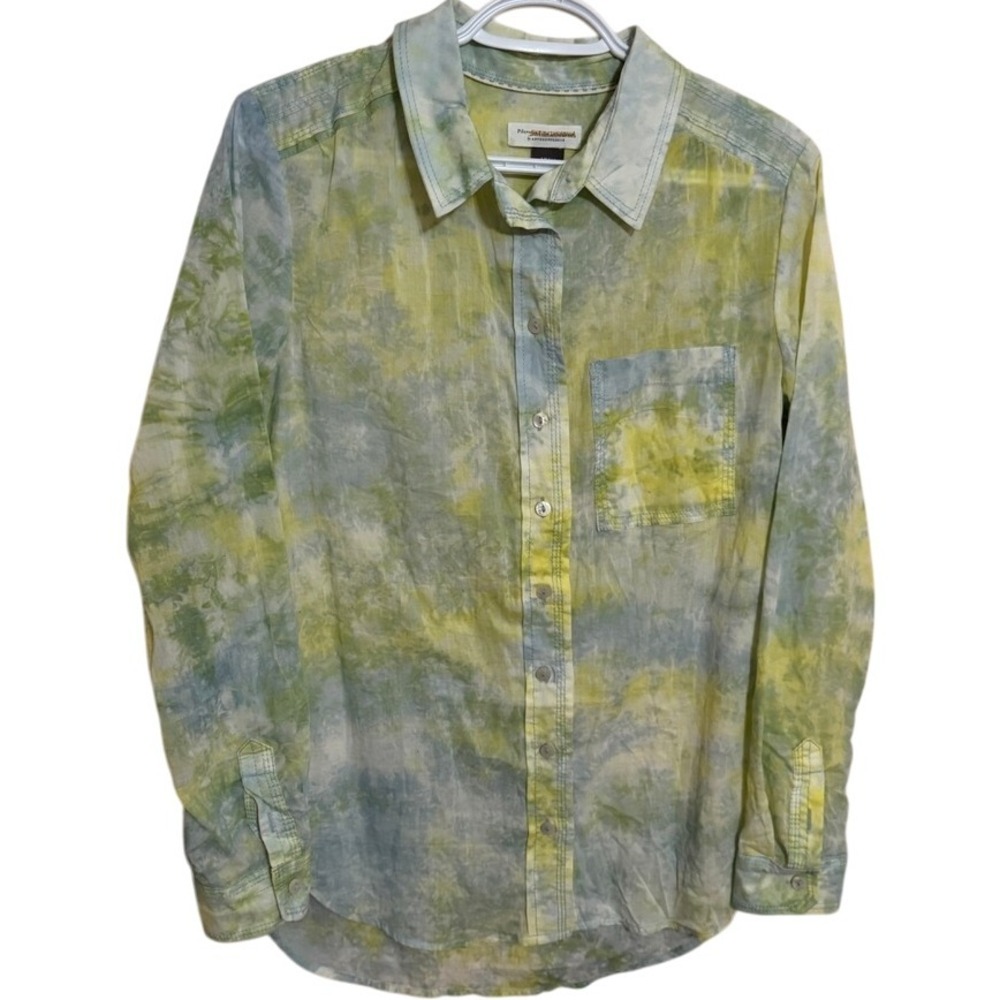 Pilcro By Anthropologie Shirt top women Small Multi tie dye Collared Button down
